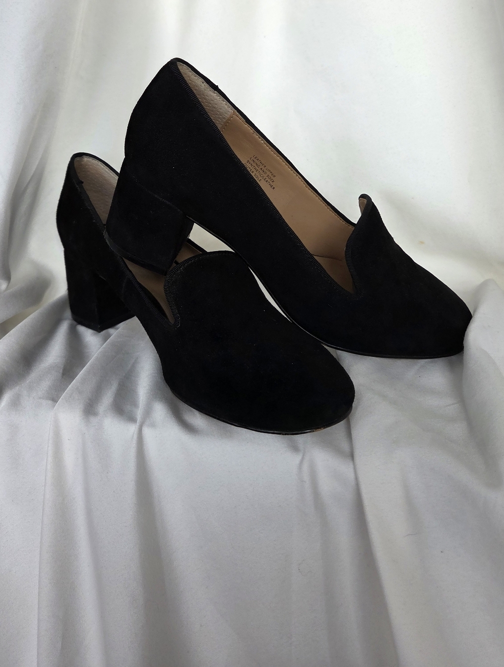 Women’s Black Suede Block Heel Loafers Banana Republic